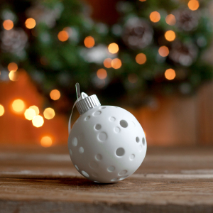 Set of porcelain Luminous Christmas Balls "White Christmas" 9pcs